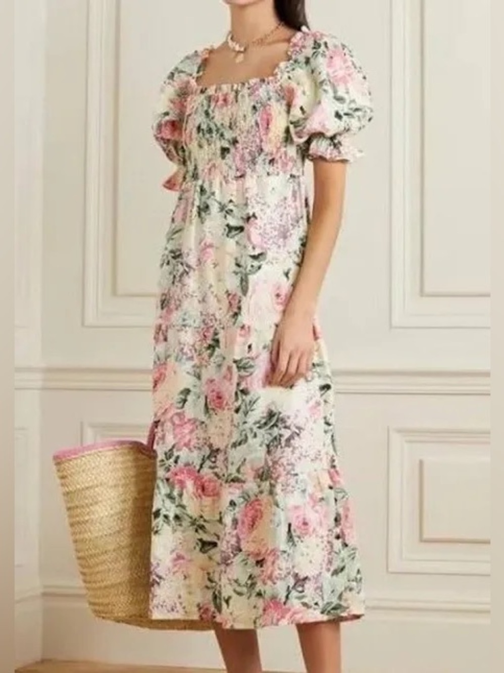 Faithfull the Brand - De Christin Midi Dress - Venissa Pink and Yellow Floral